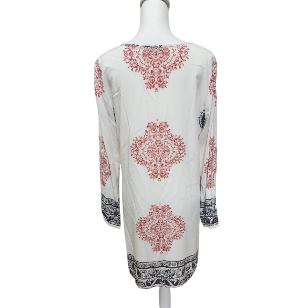 Forest Lily Boho Women's Dress Cream Print 100% Rayon Size 10 - Picture 9 of 13